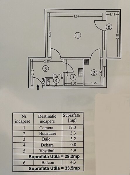 Garsoniera la cativa pasi (la propriu) de metrou Gorjului.